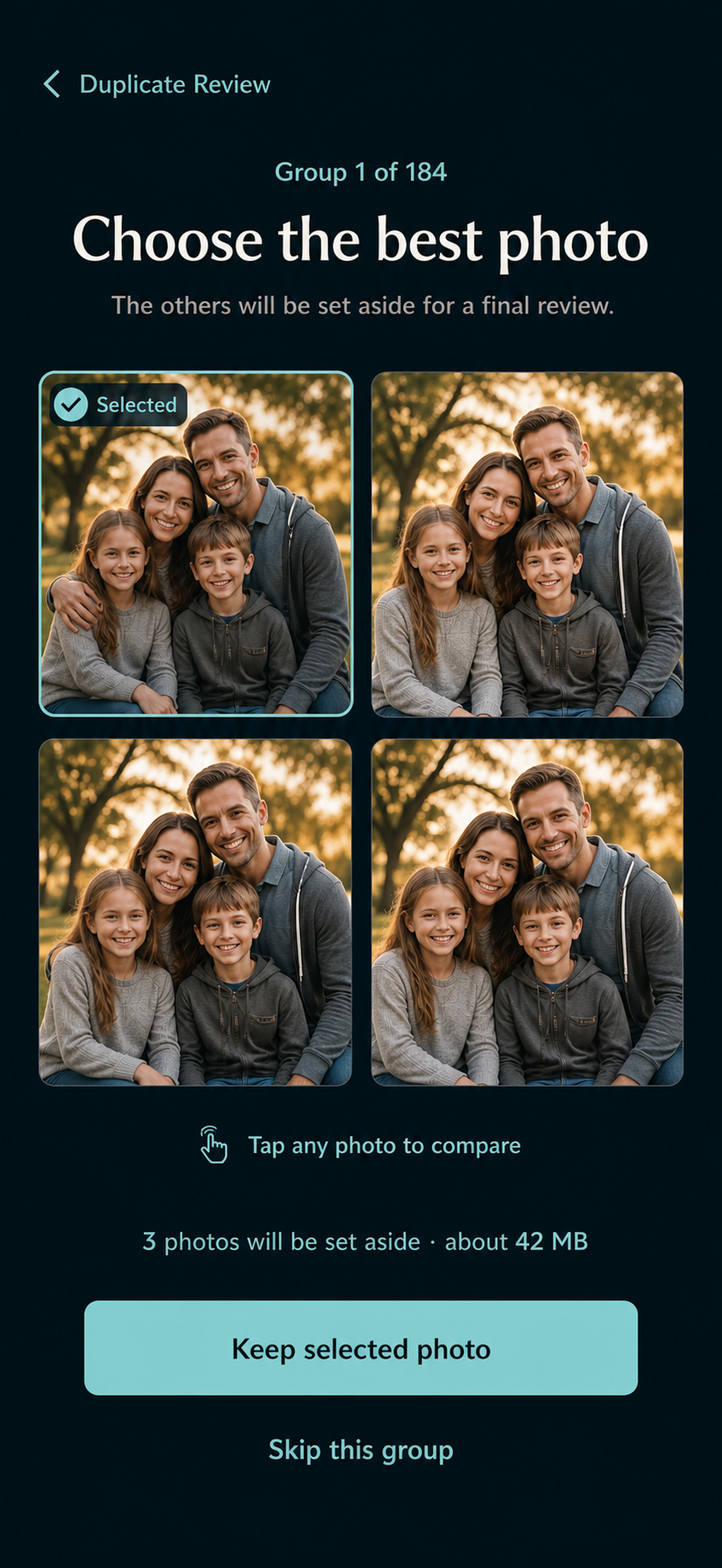 A group of family memories in Photo Review